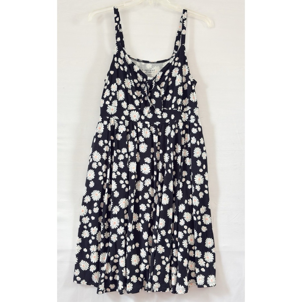 Torrid Womens Black White Daisy Floral Dress Whimsical Garden Jersey 1